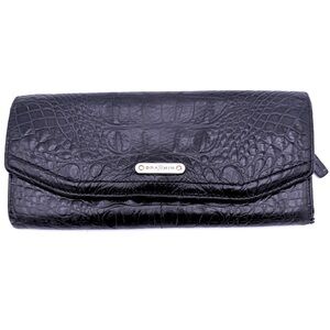 Soft Brahmin Black Croc-Embossed Wallet